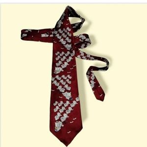 AFTER DARK Flying Toilets Red 100% Silk Tie Vintage 90s Men's Prank Gift Funny